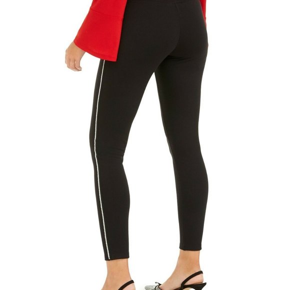 NWT! INC Black Shine Tuxedo Rhinestone Leggings - Picture 3 of 3